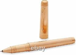 New Parker Premier Monochrome Pink Gold Rollerball Pen with Fine Black Refill
