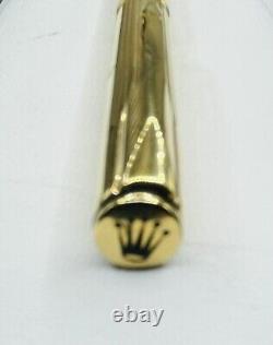 New Rolex Ballpoint yellow gold Pen With Box twist type blue ink by Parker Rare