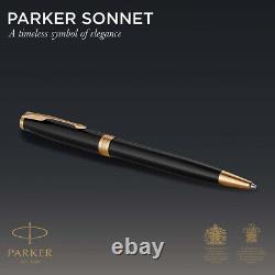 PARKER Sonnet Fountain & Ballpoint Pen Gift Set Black Lacquer Gold Trim