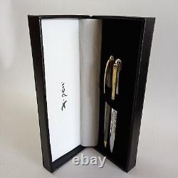 Pair Pen X-PEN Ballpoint Vintage Silver Gold Plated Beautiful Box Leather Nice
