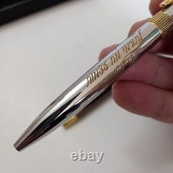 Pair Pen X-PEN Ballpoint Vintage Silver Gold Plated Beautiful Box Leather Nice