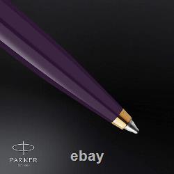 Parker 51 Ballpoint Pen Delux Plum Medium 18k Gold Nib Black Ink Gift Box