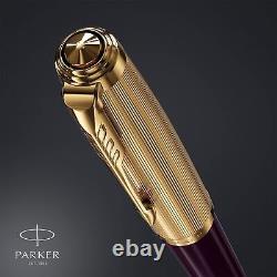 Parker 51 Ballpoint Pen Delux Plum Medium 18k Gold Nib Black Ink Gift Box