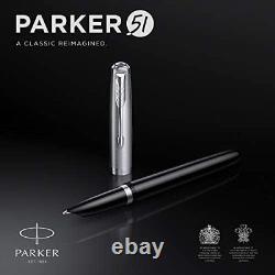 Parker 51 Fountain Pen Black Barrel With Chrome Trim Fine Nib With Black Ink Ca