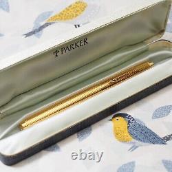 Parker 75 Gold Plated French-Grid Insignia Rollerball Pen Boxed Rare Vintage