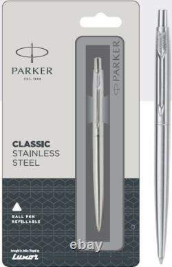 Parker Classic Jotter Stainless Steel Gold GT & CT Retractable Ballpen Blue Ink
