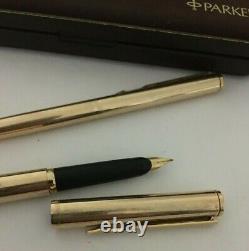 Parker Flighter Arrow Gold Plated Fountain Pen Ball Point Pen Set