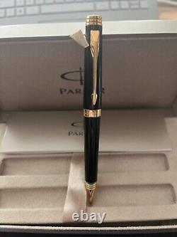 Parker Premier Ballpoint Pen, Black with Gold Trim, In Box with Parker Guarantee