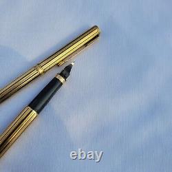Parker Premier Fountain & Ballpoint Pen Set Gold Plated & Lacquer Black Striped