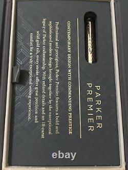 Parker Premier Storm Grey Custom Gold Trim Rollerball Pen-france-boxed