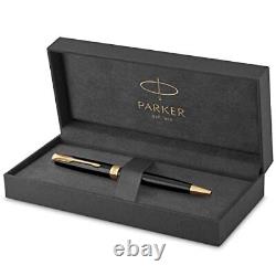 Parker Sonnet Ballpoint Pen Black Lacquer with Gold Trim Medium Point Black