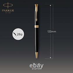 Parker Sonnet Ballpoint Pen Black Lacquer with Gold Trim Medium Point Black