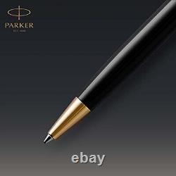 Parker Sonnet Ballpoint Pen Black Lacquer with Gold Trim Medium Point Black