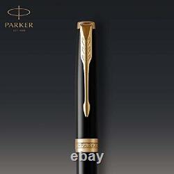 Parker Sonnet Ballpoint Pen Black Lacquer with Gold Trim Medium Point Black