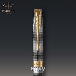 Parker Sonnet Ballpoint Pen Chiselled Silver with Gold Trim Medium Point