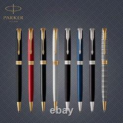 Parker Sonnet Ballpoint Pen Chiselled Silver with Gold Trim Medium Point