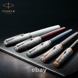 Parker Sonnet Ballpoint Pen Grey Satin Rose Gold Trim Medium Black Ink Gift Box