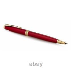 Parker Sonnet Red Lacquer Ballpoint Pen With Gold Trim Medium Nib Black Ink