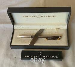 Philippe Charriol Collectors Celtic Steel & Rose Gold Plate Ballpoint Pen Boxed