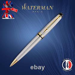 Quality Ballpoint Pen Stainless Steel with 23 K Gold Trim Medium