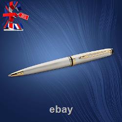 Quality Ballpoint Pen Stainless Steel with 23 K Gold Trim Medium