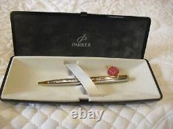 RARE (1990's) PARKER SONNET CASCADE GOLD TRIM SILVER PLATED BALLPOINT UNUSED