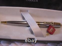 RARE (1990's) PARKER SONNET CASCADE GOLD TRIM SILVER PLATED BALLPOINT UNUSED