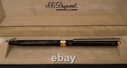 RARE MINT S T Dupont laque de Chine gold dust ballpoint pen, boxes, certificate