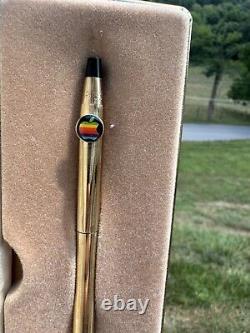 RARE Vintage 1980s Apple Computer Rainbow Logo 10k Gold Filled Cross Pen In Case