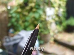 RARE Vintage Parker 45 Stainless Steel & Black Medium 14k Gold Nib Fountain Pen