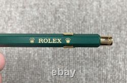 ROLEX Novelty Caran d'Ache Green/Gold Knock type Ballpoint Pen(Blue ink) wz/Box