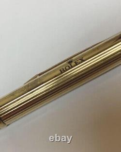 ROLEX Novelty Gold Twisted Ballpoint Pen(Blue ink) wz/Box Vintage Super Rare F/S
