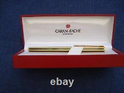 Rare'Caran D'Ache' Hexagonal Gold & Black Laquered Roller Ball Pen