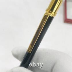Rare Cartier must ballpoint pen black gold logo