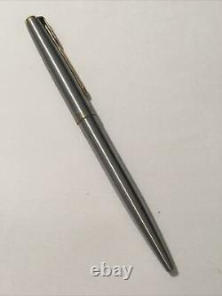 Rare Vintage Parker 61 Steel Jotter Gold Trim Ballpoint Pen-black Jewel-usa