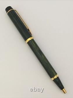 Rare Vintage Waterman Man 100 Green Wood Gold Trim Ballpoint Pen-new Old Stock