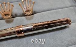 Rolex Original Ballpoint Pen Silver/Gold and Cufflinks Gold Mint Unused