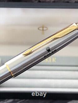 Rolex Pen by Parker Sonnet Q. 1 Silver and Gold arrow Rollerball RARE Collectors