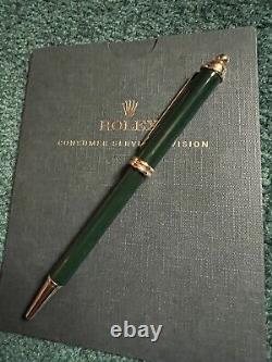 Rolex Watch Ballpoint Pen Vintage Authentic Official Green Gold Blue Ink RARE