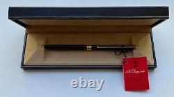 S. T. Dupont (Paris) Slim Black Lacquer + Gold Ballpoint Pen with Box Cert 61007Y