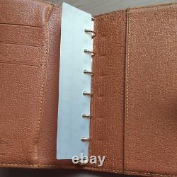 Set Louis Vuitton Notebook Cover & Ballpoint Pen Leather Brown Gold Steel JAPAN
