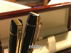 Sheaffer 300 Fountain & Ballpoint Pen Set, Black Lacquer/gold Trim, M Nib, Ex Con