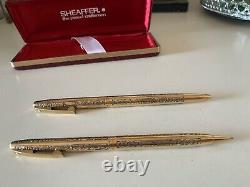 Sheaffer Pen Sphere + Mechanical Pencil Gold Solid 12 CT Chiselled Box, Vintage