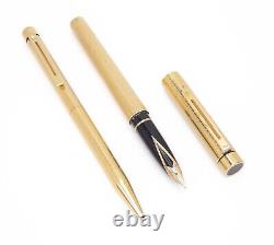 Sheaffer Targa Gold Plated Ballpoint & Fountain Pen 14K Nib