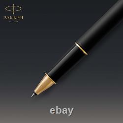 Sonnet Rollerball Pen Matte Black Lacquer with Gold Trim Fine Point Black In