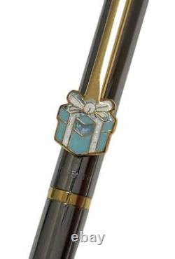 Tiffany Ballpoint Pen Combination Color Gold Plated Present Box Blue Silver