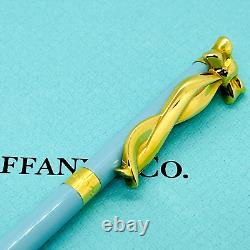 Tiffany & Co. Ballpoint Pen Blue ribbon gold twist style Perth pen Black ink