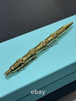 Tiffany & Co. Bamboo Ink Pen Ballpoint RARE 18k Yellow Gold Large Model! 18k 5in