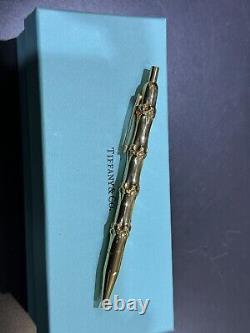 Tiffany & Co. Bamboo Ink Pen Ballpoint RARE 18k Yellow Gold Large Model! 18k 5in