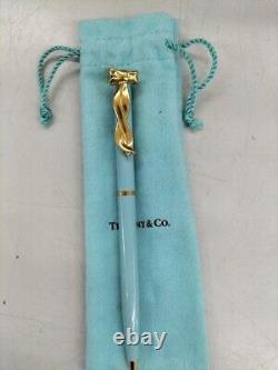 Tiffany & Co. Blue Gold Lacquer Ribbon Ballpoint Pen Blue Ink